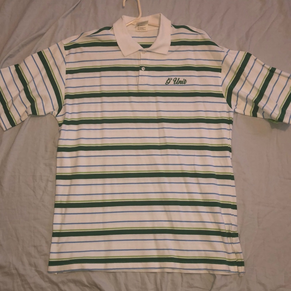 G Unit green striped polo shirt